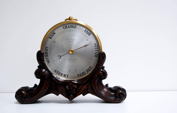 Bourdon & Richard Aneroid Barometer on Stand Retailed by EG Wood, 74 Cheapside, London - Jason Clarke Antiques