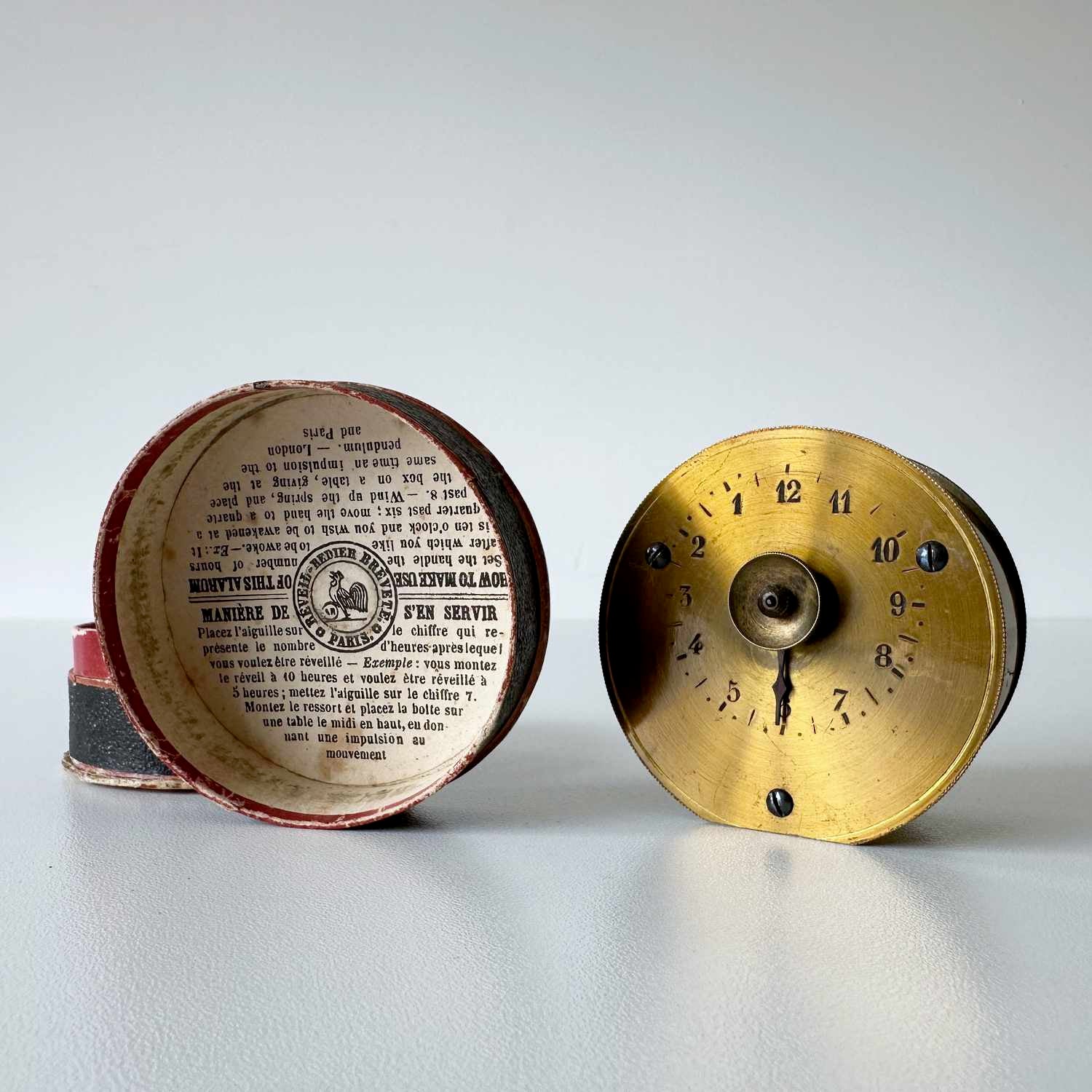 French Victorian Patent Alarm Clock in Original Case by Antoine Redier ...