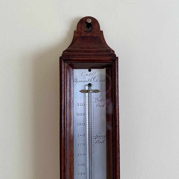 George III Mahogany Cased Wall Thermometer by Cox of Plymouth Dock