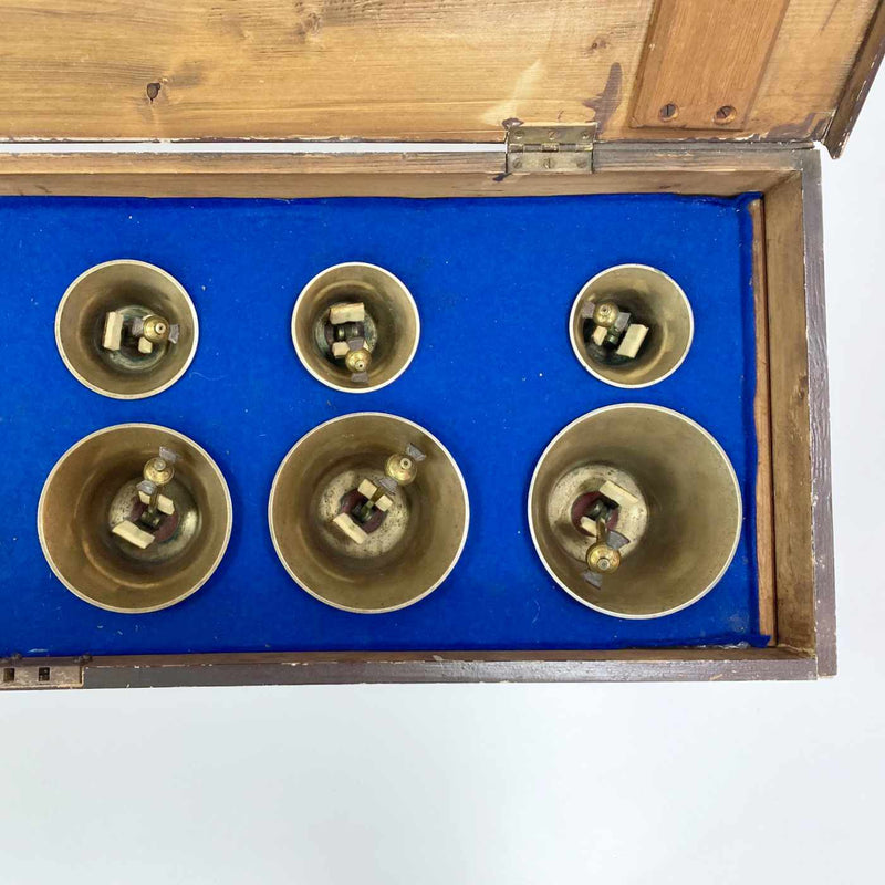 Late Victorian Cased Set of Twelve Handbells by Warners of London