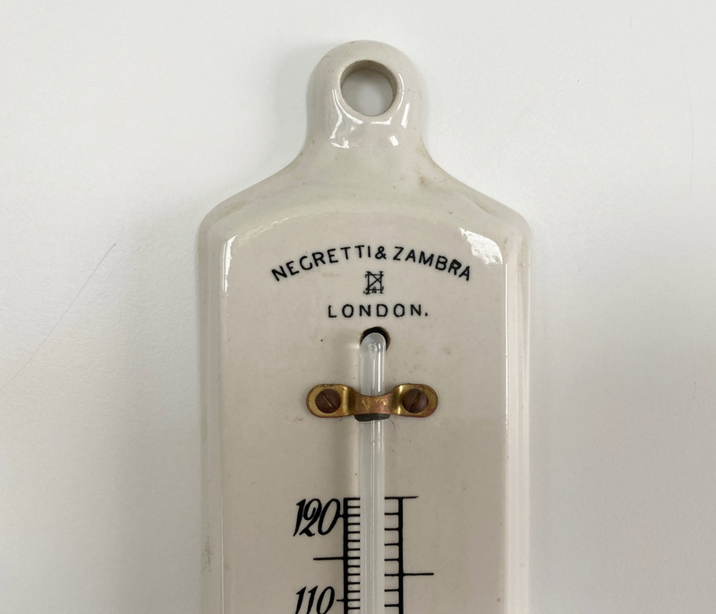 White Porcelain Wall Thermometer by Negretti & Zambra of London