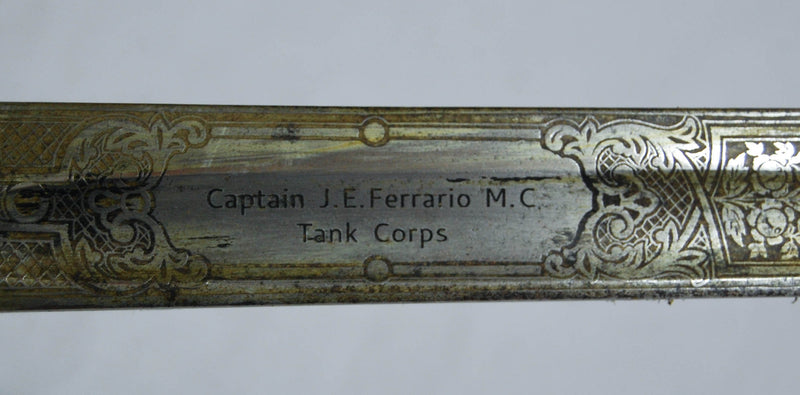 World War One Period British Royal Artillery Officer's Sword to JE Ferrario Double MC Winner, Tank Corps