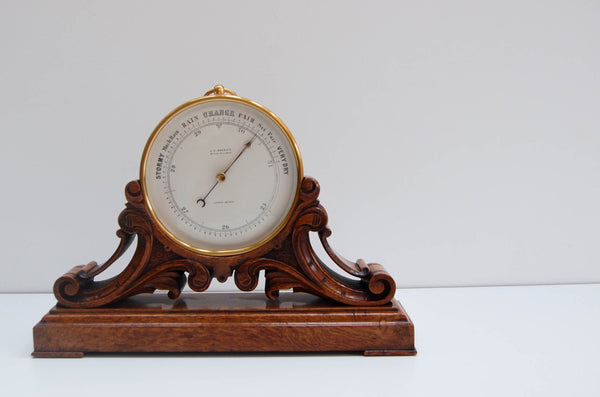 Victorian Aneroid Barometer on Stand by JS Marratt of London