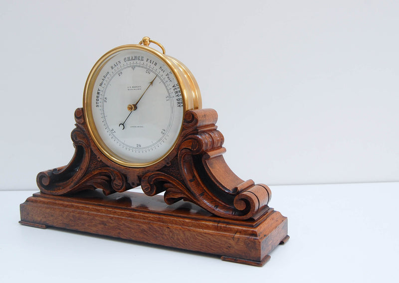Victorian Aneroid Barometer on Stand by JS Marratt of London