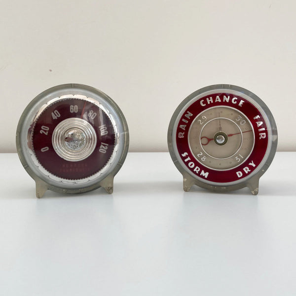 Art Deco Aneroid Barometer & Thermometer Desk Set by Joseph Lucas Ltd