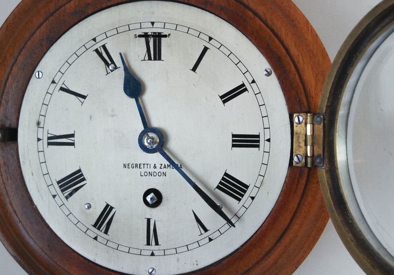 Rare Art Deco Period Mahogany Cased Five Inch Dial Clock by Negretti & Zambra