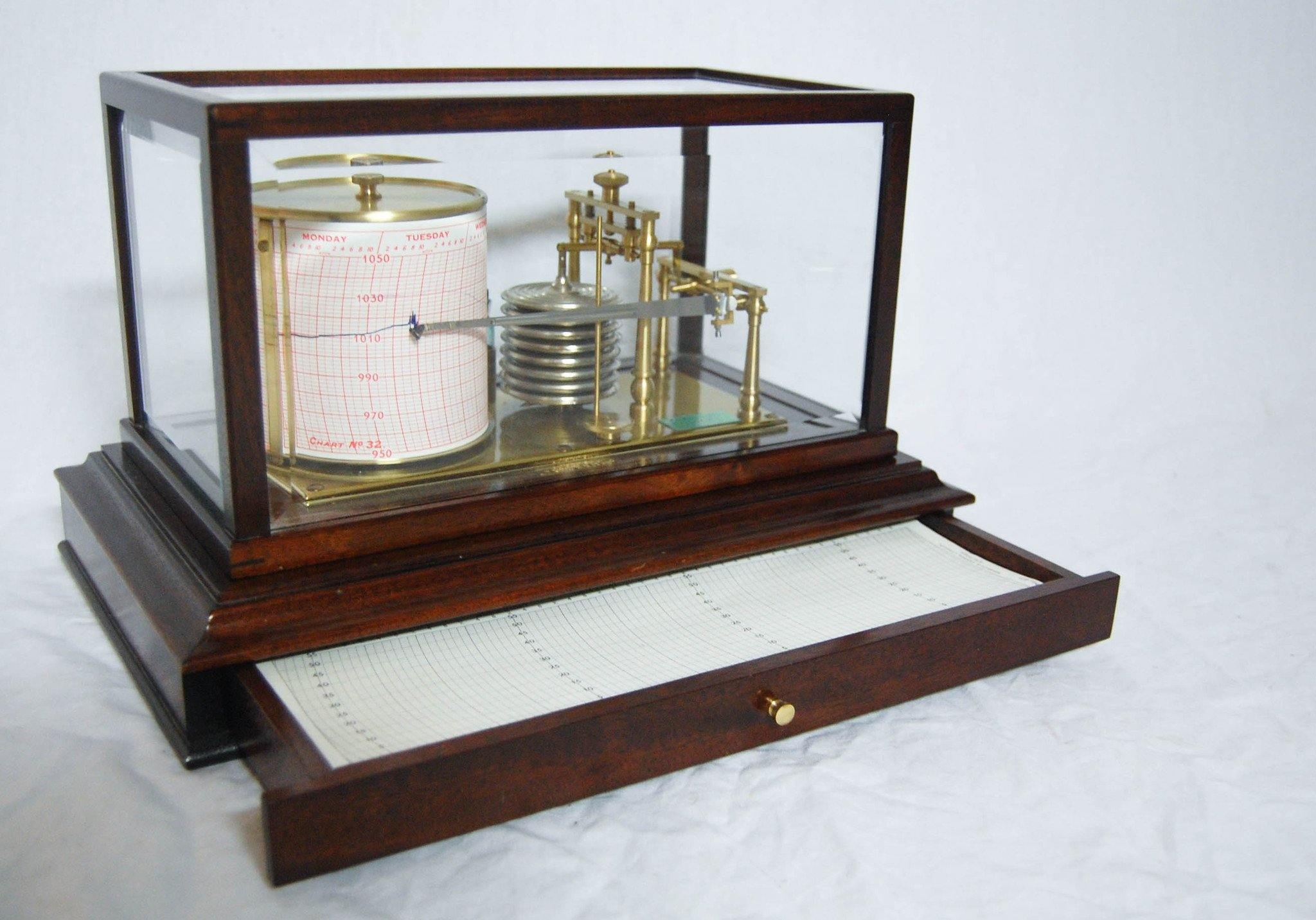 Early Twentieth Century Barograph with Mahogany & Glass Case by O