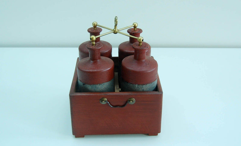 Early Nineteenth Century Battery of Four Leyden Jars in Original Pine Case - Jason Clarke Antiques