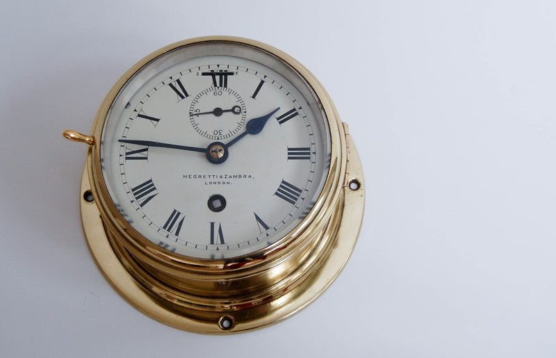 Late Victorian Brass Cased Ship's Clock by Negretti & Zambra, London