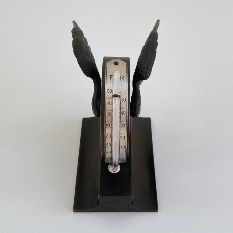 Early Twentieth Century Winged Locomotive Wheel Desk Thermometer