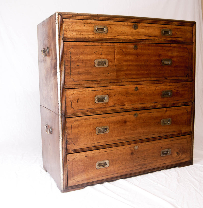 Mid Victorian Five Drawer Military Campaign Chest