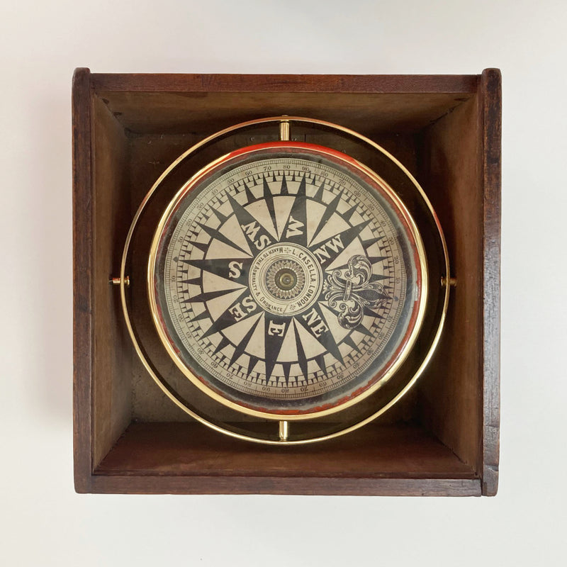 Mid-Victorian Cased Marine Compass by Louis Casella of London