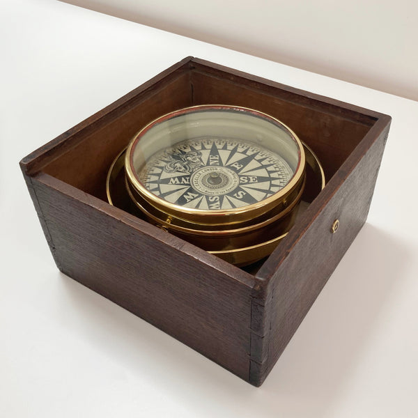 Mid-Victorian Cased Marine Compass by Louis Casella of London