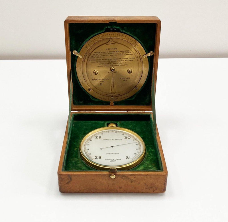 Leather Cased Forecasting Aneroid Barometer with Forecaster by Negretti & Zambra - Jason Clarke Antiques