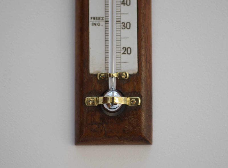 Victorian Oak & Ceramic Scale Wall Thermometer by Negretti & Zambra London