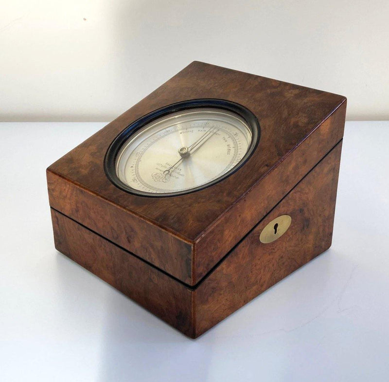 Hall Barometer Early Victorian Burr Walnut Cased Aneroid Barometer by Callaghan Bond ...