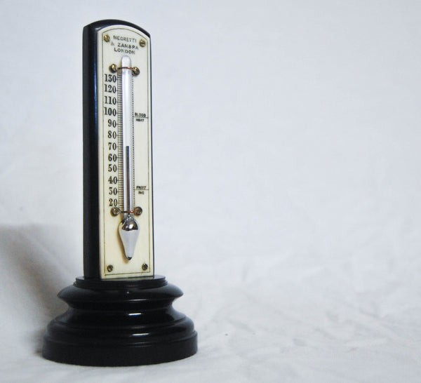 Victorian Ebony & Bone Desk Thermometer by Negretti & Zambra