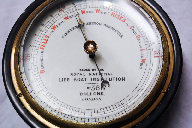 Late Victorian Fisherman's Aneroid Barometer by Dollond of London & Issued by the Royal National Lifeboat Institution (RNLI)