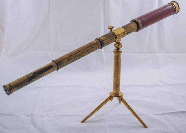 A Regency Period Brass Desk-Top Three Drawer Telescope by Dollond with Original Box & Stand - Jason Clarke Antiques