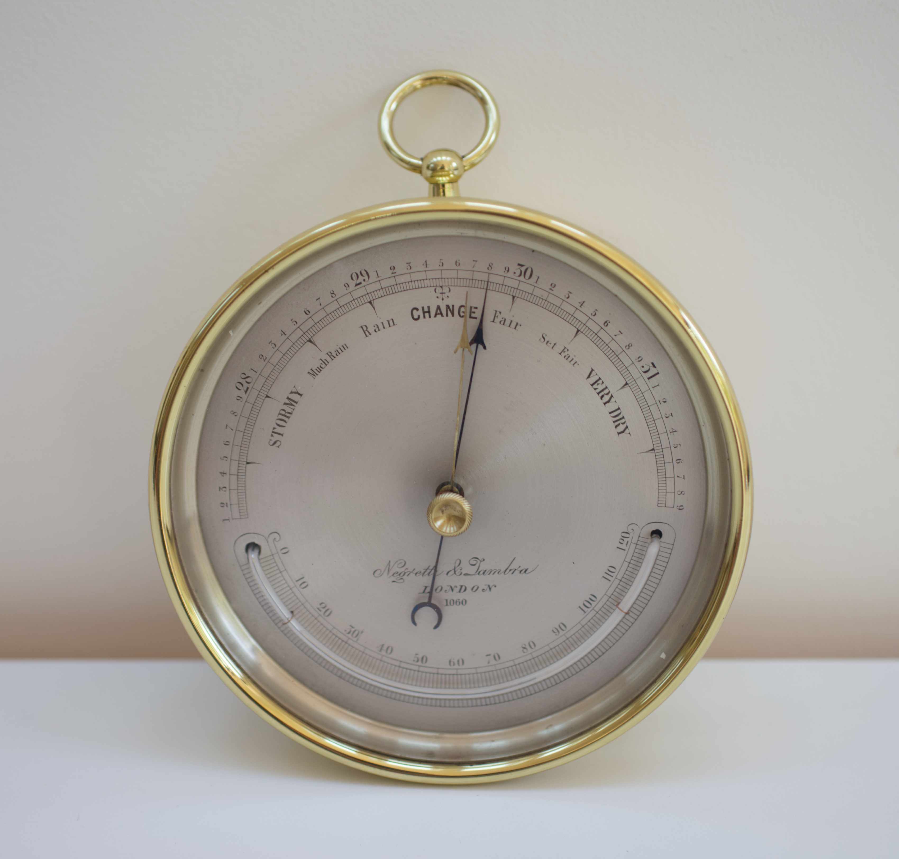 Barometer World Victorian Brass Cased Aneroid Barometer by Negretti & Zambra London ...