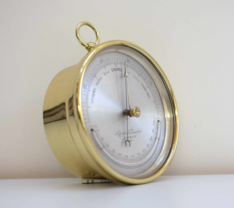 Barometer World Victorian Brass Cased Aneroid Barometer by Negretti & Zambra London ...