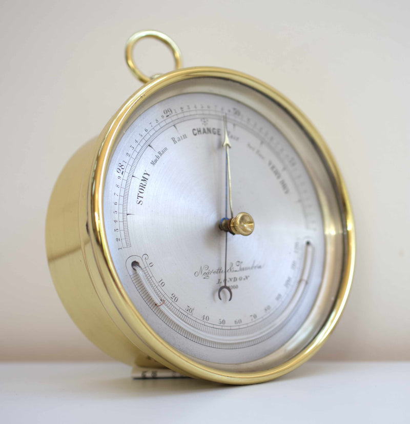 Barometer World Victorian Brass Cased Aneroid Barometer by Negretti & Zambra London ...