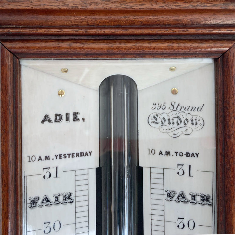 Early Victorian Mahogany Stick Barometer by Patrick Adie of London