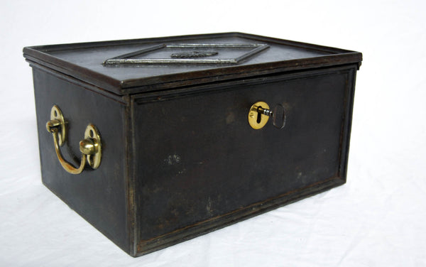 Regency Period Cast Iron Strong Box or Safe with Lock & Key