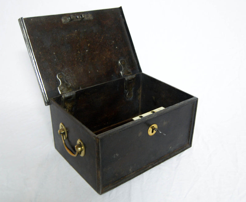 Regency Period Cast Iron Strong Box or Safe with Lock & Key