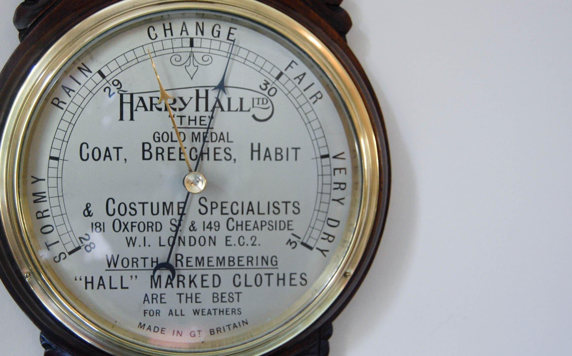 Art Deco Period Carved Oak Aneroid Wheel Barometer with Dial ...