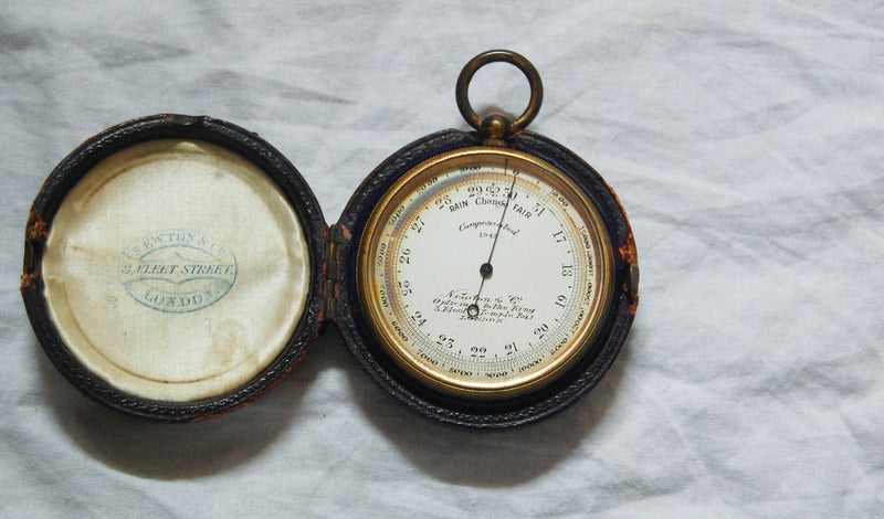 Edwardian Pocket Barometer & Altimeter with Original Case by Newton & Co, Fleet St, London