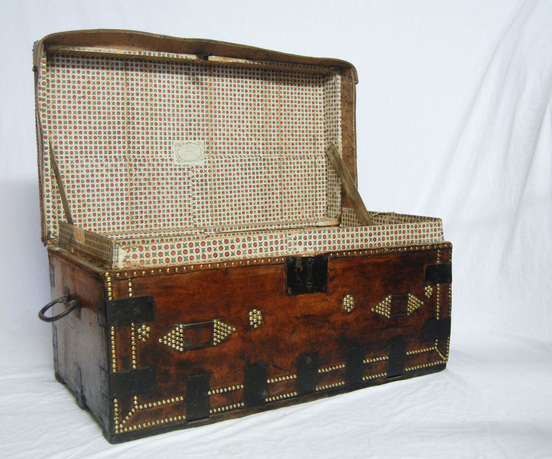 Late Eighteenth Century Napoleonic Period Leather Bound Campaign Trunk by Thomas Griffith, London.