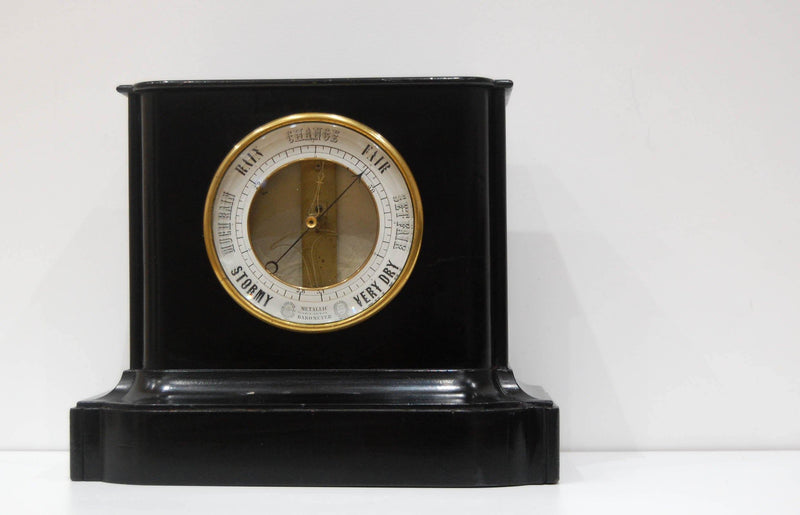 Early Bourdon Aneroid Mantel Barometer in Ebonised Wood Case - Jason Clarke Antiques