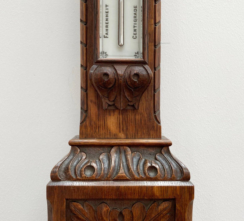 Victorian Carved Oak Admiral Fitzroy Storm Barometer by J Hicks of London - Jason Clarke Antiques