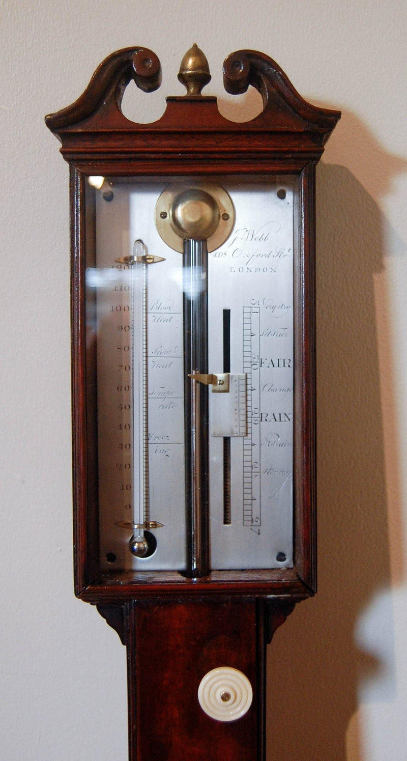 A George III Mahogany Stick Barometer by John Webb of 408 Oxford Street, London - Jason Clarke Antiques