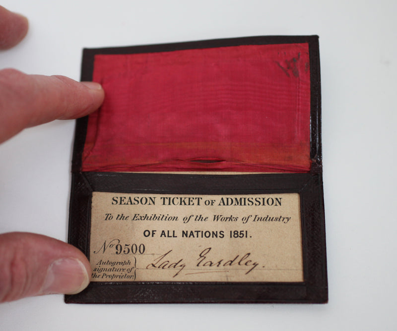Lady Eardley's Great Exhibition Season Ticket in Original Morocco Leather Wallet