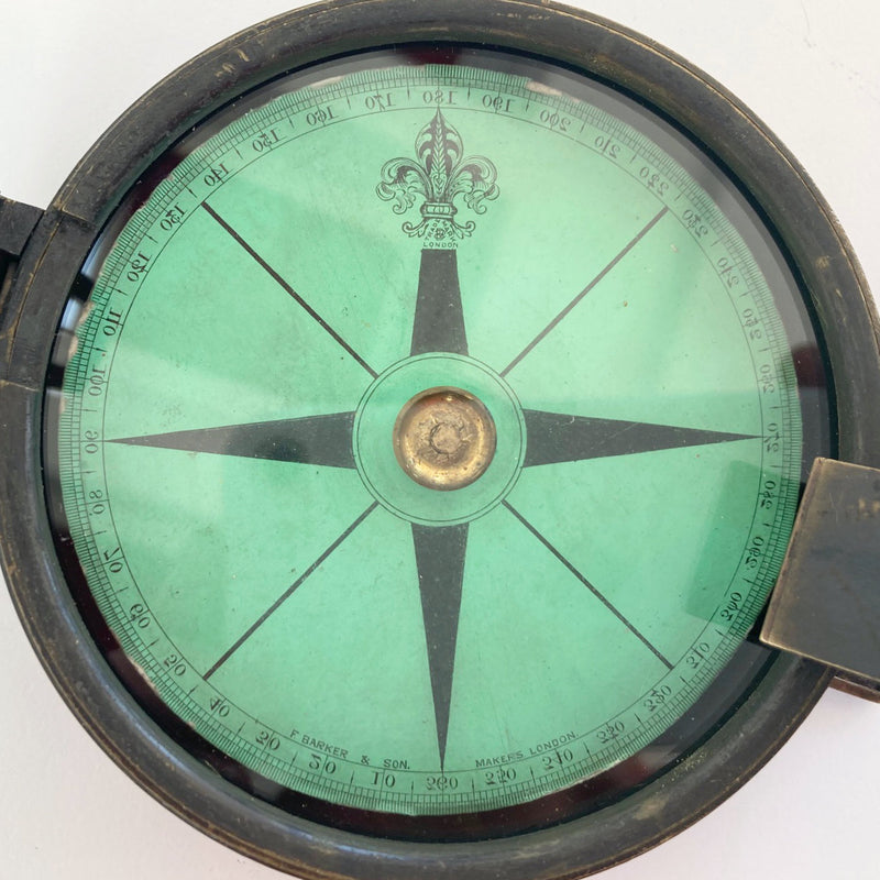 Victorian Cased Green Card Prismatic Compass by Francis Barker & Son