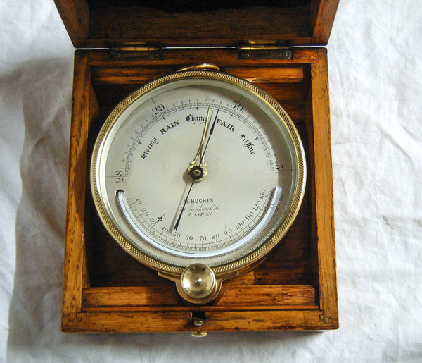Victorian Oak Cased Ship's Barometer by Henry Hughes - Thames Marine Officers Training School Prize