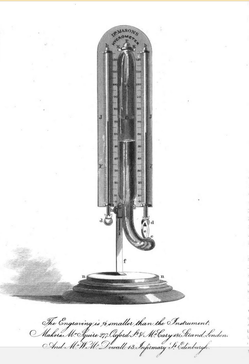 Early Victorian Mason's Hygrometer or Wet & Dry Thermometer by Bennett of 65 Cheapside London