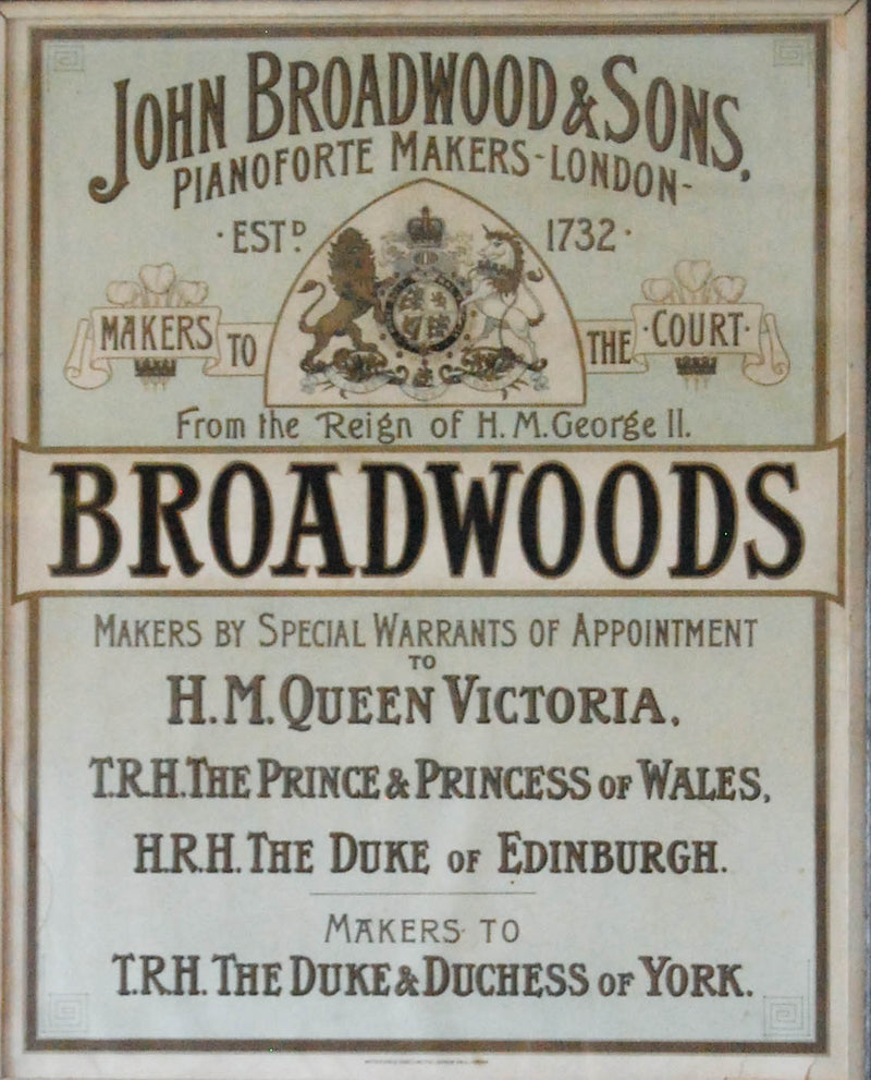 Late Victorian Advertising Print for John Broadwood & Sons Piano Forte Makers, London