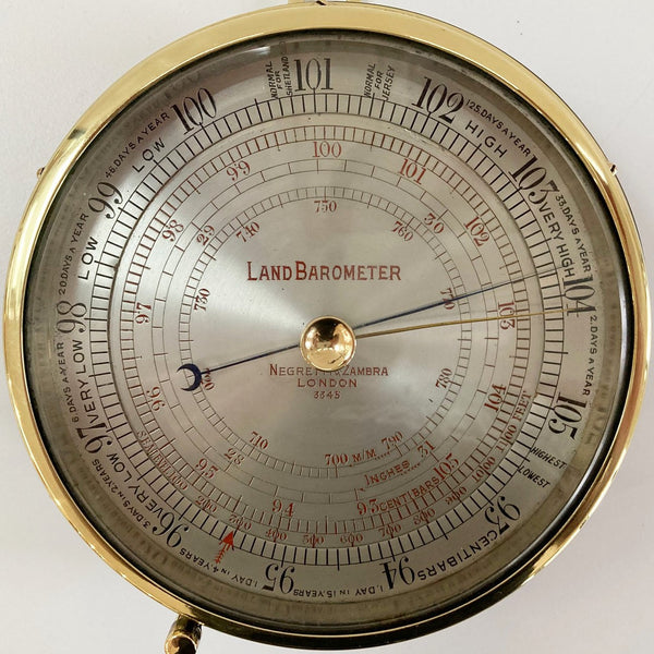 Rare Land Aneroid Barometer by Negretti & Zambra, London