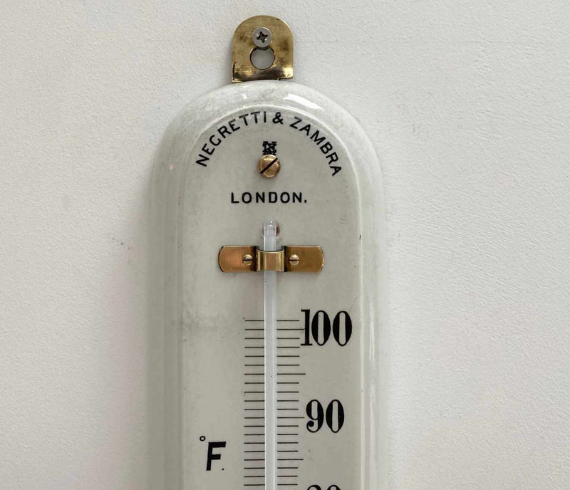 Victorian Large Scale Porcelain Thermometer by Negretti & Zambra London