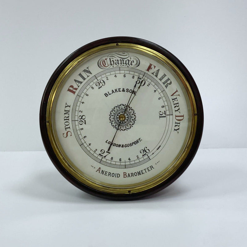 12" Dial Victorian Aneroid Barometer by Blake & Son of London & Gosport
