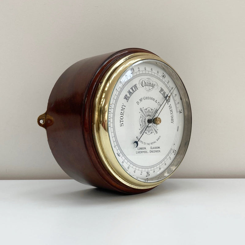 Large Late Victorian Drumhead Aneroid Barometer by D. McGregor & Co