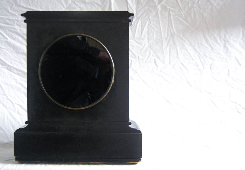 Very Large French Victorian Black Marble Clock with Square Plate Movement & Ting Tang Quarter Strike - CJ Hancock London