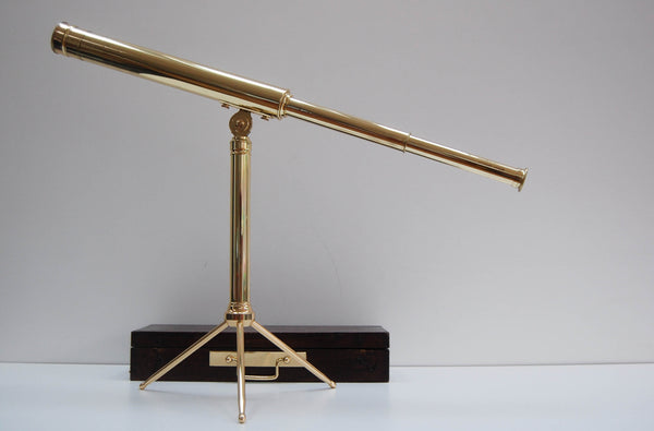 Victorian Cased Portable Desktop Telescope on Stand by Aitchison London