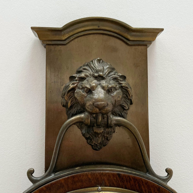 Late Victorian Aneroid Wall barometer with Lion Mask Motif by Negretti & Zambra London