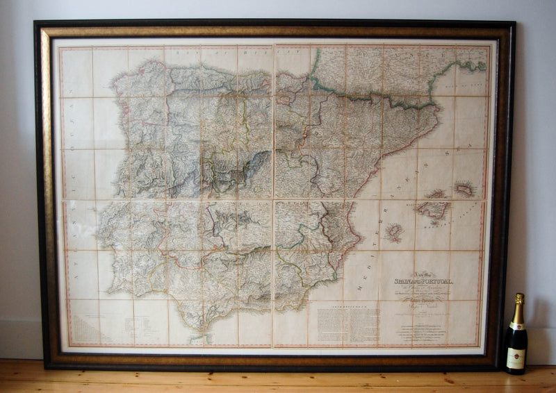 George III Period Four Part Military Map of Spain & Portugal by William Faden London