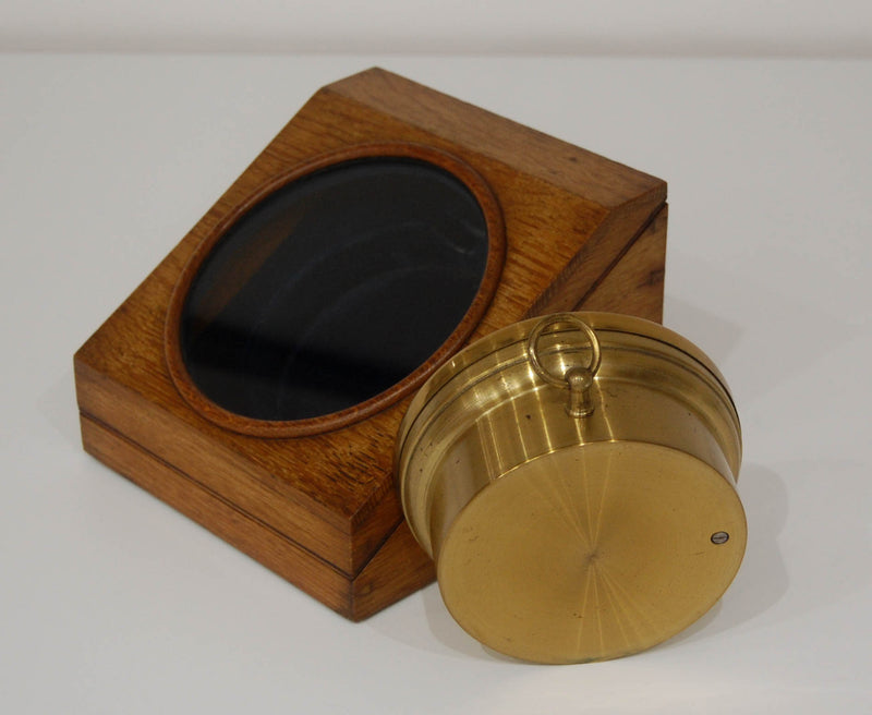 Mid-Victorian Desk Aneroid Barometer in Oak Case by Negretti & Zambra