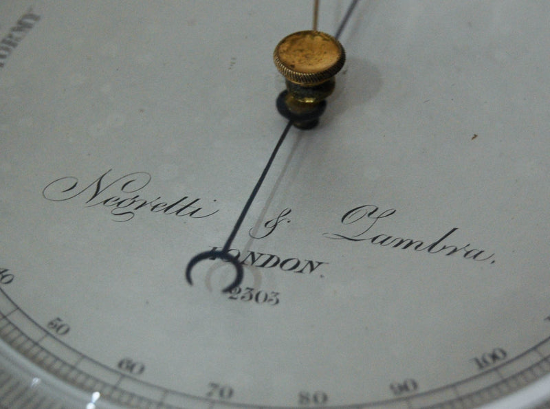 Mid-Victorian Desk Aneroid Barometer in Oak Case by Negretti & Zambra